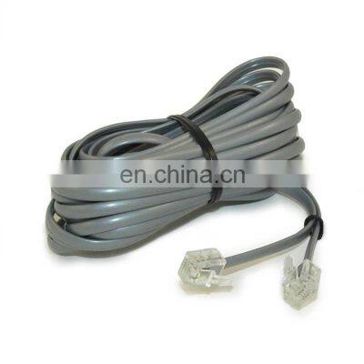 Straight modular silver RJ11 telephone Cable