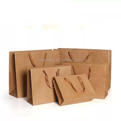 custom blank kraft paper shopping folding bags with rope