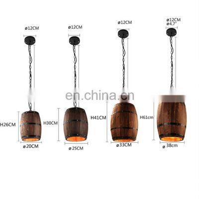 Wood Wine Barrel Hanging Fixture Pendant Lighting Suitable For Bar Cafe Lights Ceiling Restaurant Barrel Lamp Exhibition Display