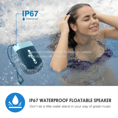 COMISO Portable Bluetooth Speakers, IPX7 Waterproof Floatable Small Wireless Speaker Loud Sound Rich Audio Stereo Pairing Bluetooth 5.0 100 Feet 20H Battery Life Ultra Compact for Outdoor Beach, Pool photo-5