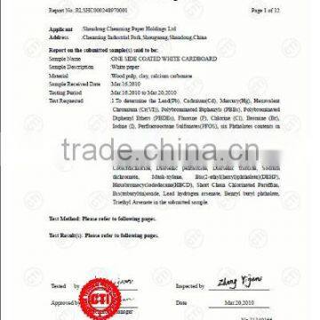CERTIFICATE FOR COATED WHITE PAPER