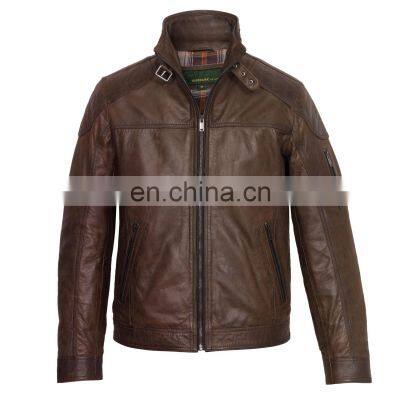 Men's Fashion 2020 Leather Jacket for Winter Brown Color photo-5