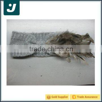 Factory Popular bowknot knitted headwear with feather