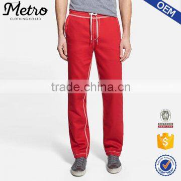 China Supplier Contrast Thread Red Sweatpants 2016