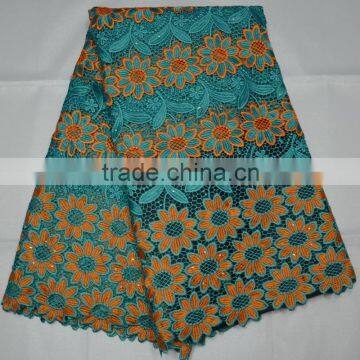 L317-3 swiss voie big design african 100% cotton multicolor cord guipure embroidery lace fabric