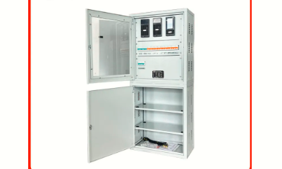 Cuboid Power Distribution Equipment Light Grey PLC Control Cabinet