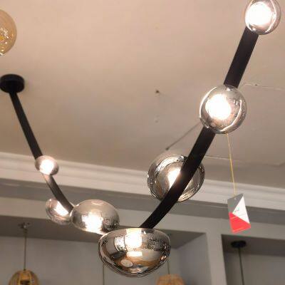 Maso Light Modern Leather Strap Glass Bubble Pendant Light - Fixed Multi-Arm Design