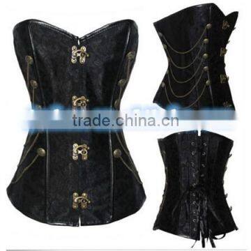 Corset Burlesque Basque Boned Lace Up Corsets Fancy Dress Costume