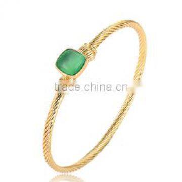 2016 newest green diamond gold plated bracelet high quality stainless steel bracelet popular jewelry for gift