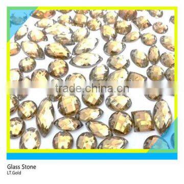 LT.Gold Glass Material Stone Flatback Sew on Net Surface Diamond Stone