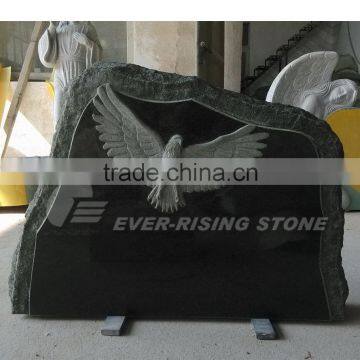 Green Granite Headstone with Eagle Carving