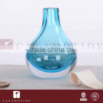 Casamotion Decorative European Small Bud Blue Color Handmade Glass Vase