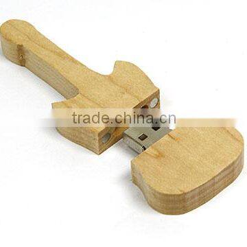 Promotional gift guitar wooden thin thumb drive 4GB