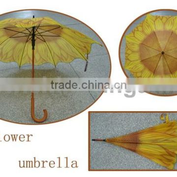 Sun Flower wooden shaft stright umbrella