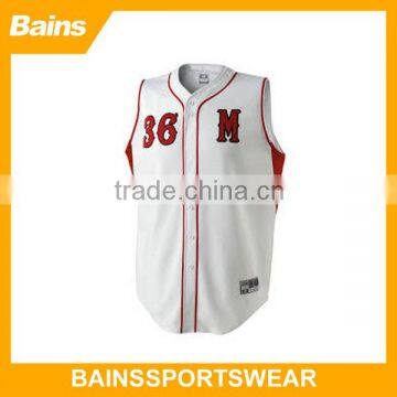 sleeveless baseball jersey/blank baseball jersey white/blank baseball jersey