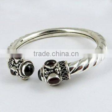 Semi Precious Stone !! Garnet 925 Sterling Silver Bangles, Indian Silver Jewelry Supplier, Indian Fashion Silver Jewelry