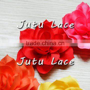 3.5inch Lotus Artificial Flower in Purple for Clothes Flower/ Hair Clip/Pin Brooch/- 20colors for Choose-Satin Lotus Flowers photo-2