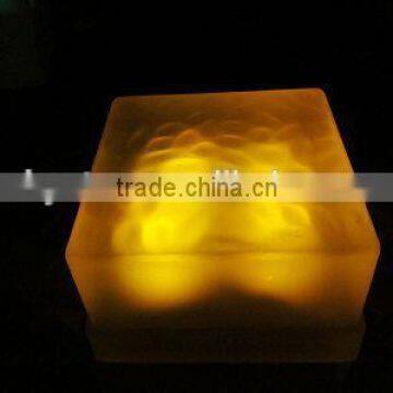 Glass Solar Brick Light with Yellow Color, Solar Garden Light