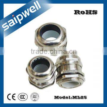 SAIPWELL ML25*1.5 Long Type Cable Fittings Brass Plating Nickel Waterproof Metal cable gland