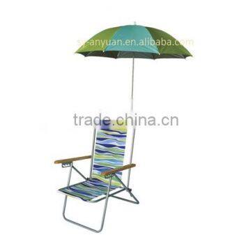 multi color nylon fabirc beach chair with clip umbrella