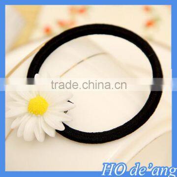 2015 Hogift white cute daisy pattern hair rope stretch hair ring wholesale MHo-54