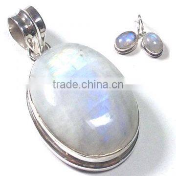 Jewelry sets Wholesale Indian jewelry rainbow moonstone pendant sets