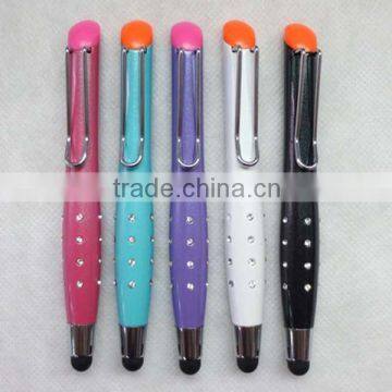 Factory Heavy New Crystal Pen Touch Multi Color Stylus Pen Inlayed with Clear Blink Diamond