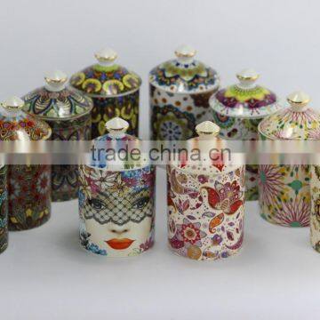 Luxury Natural Soy Scented Ceramic Jar Candle with Different Lid