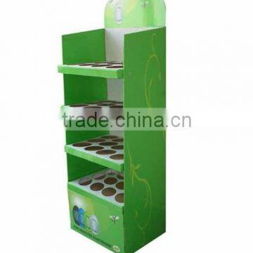 Baby Bottle Cardboard Display Stand With Four Green Shelves