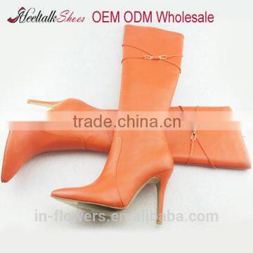 OEM ODM high quality cow leather long winter boots women sexy high heel winter long boots