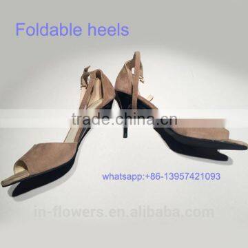 High quality suede upper open toe sandals with foldable heels to flat design shoes