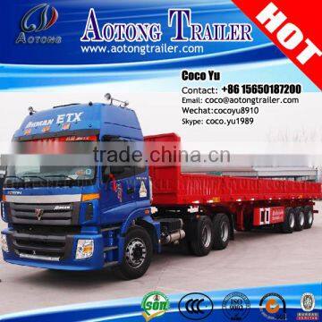 Qingdao juyuan international trading co.,ltd 3 axis 40ton drop side wall cargo semi trailer truck for tractor