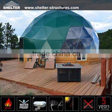 Clear roof four person green geodesic dome tents for sale