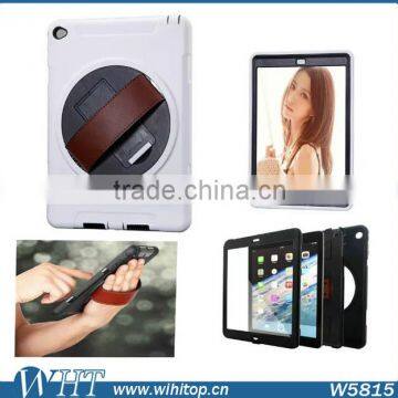Touchable Screen TPU PC Rotating Stand 3 in 1 Hybrid Rugged Armor Case for IPad 2 3 4 With Hand Strap photo-4