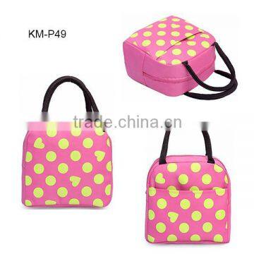 China Factory Price Quality Keep Warm Polka Dot Nylon Lunch Bag