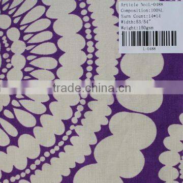 14*14 printed pure linen fabric