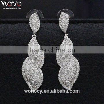 Alibaba best selling rhodium plating leaf earrings