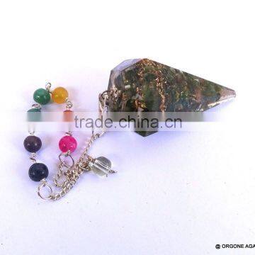 Green Jade Pendulum With Chakra Chain | Orgone Reiki Pendulum