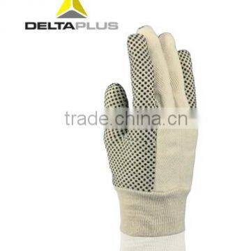 Deltaplus100% cotton with black PVC dots and full thumb safety gloves