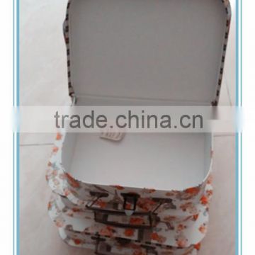 cardboard suitcase with flower color printing