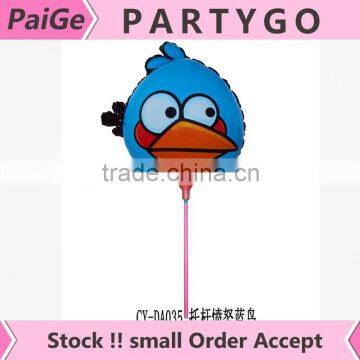 Hot sales 2014.5cm cartoon birds balloon with stick and cup for childs toys Aluminium foil balloon party decoration