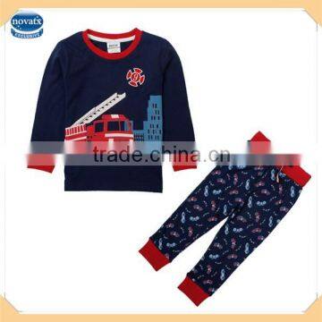 (AB4749) navy 18M-6Y Nova wholesale cotton children pajamas set two pieces sleepwear for kids