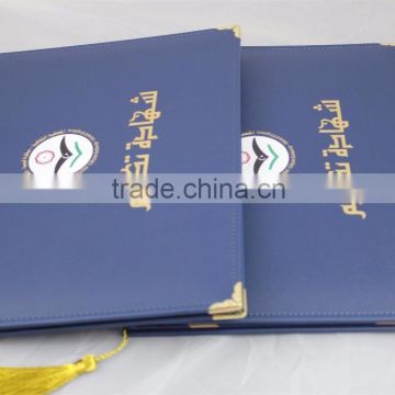 High Quality A4 Size Pu/Genuine Leather Certificate Holder With Customer Design