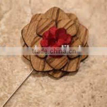Fashion Wholesale Wooden Antique Flower Lapel Pin for Wedding Dress photo-3