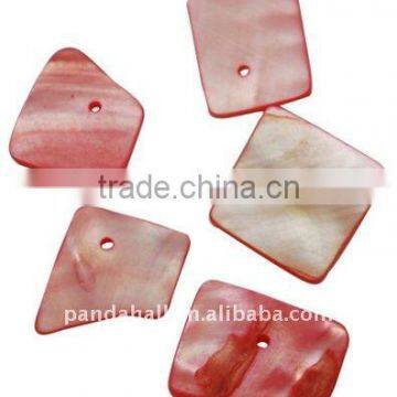 Freshwater Shell Beads, Dyed, Salmon, about 14~19x14~16x1~4mm, hole: 2mm, about 500pcs/500g(BSHE-S069-9)