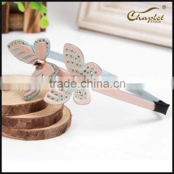 Luxury hair accessory for women Cellulose acetate rhinestone butterfly hairband