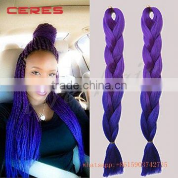 Ombre Jumbo Braid Hair 24inch Synthetic Purple To Blue High Temperature Fiber Ombre Ultra Braid Hair                        
                                                Quality Choice