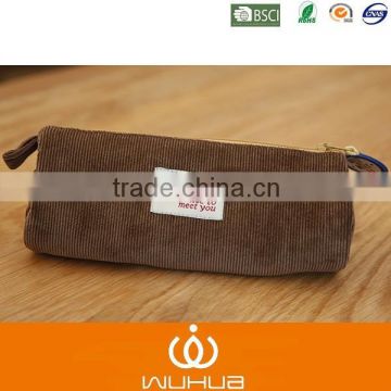 Soft feeling coffee corduroy women pencil case