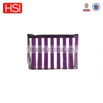 Fashion Purple Striated Pvc Zipper Cosmetic Bag/ Pencil Case photo-2