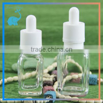 15/30ml clear square glass bottles with white childproof tamper evident dropper caps